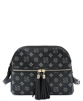 Monogrammed Multi Compartment Crossbody Bag CS2673 GRAY/BLACK